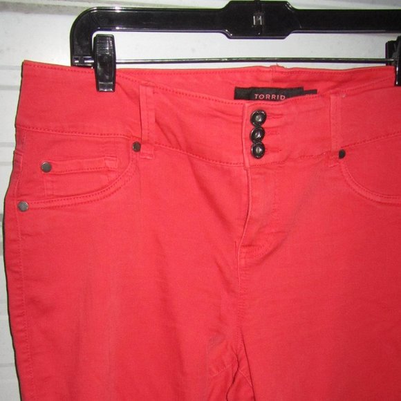 Size 16 Plus Size Torrid Cropped Jeggings - Blood Orange Wash Pants Stretch! - Picture 4 of 6